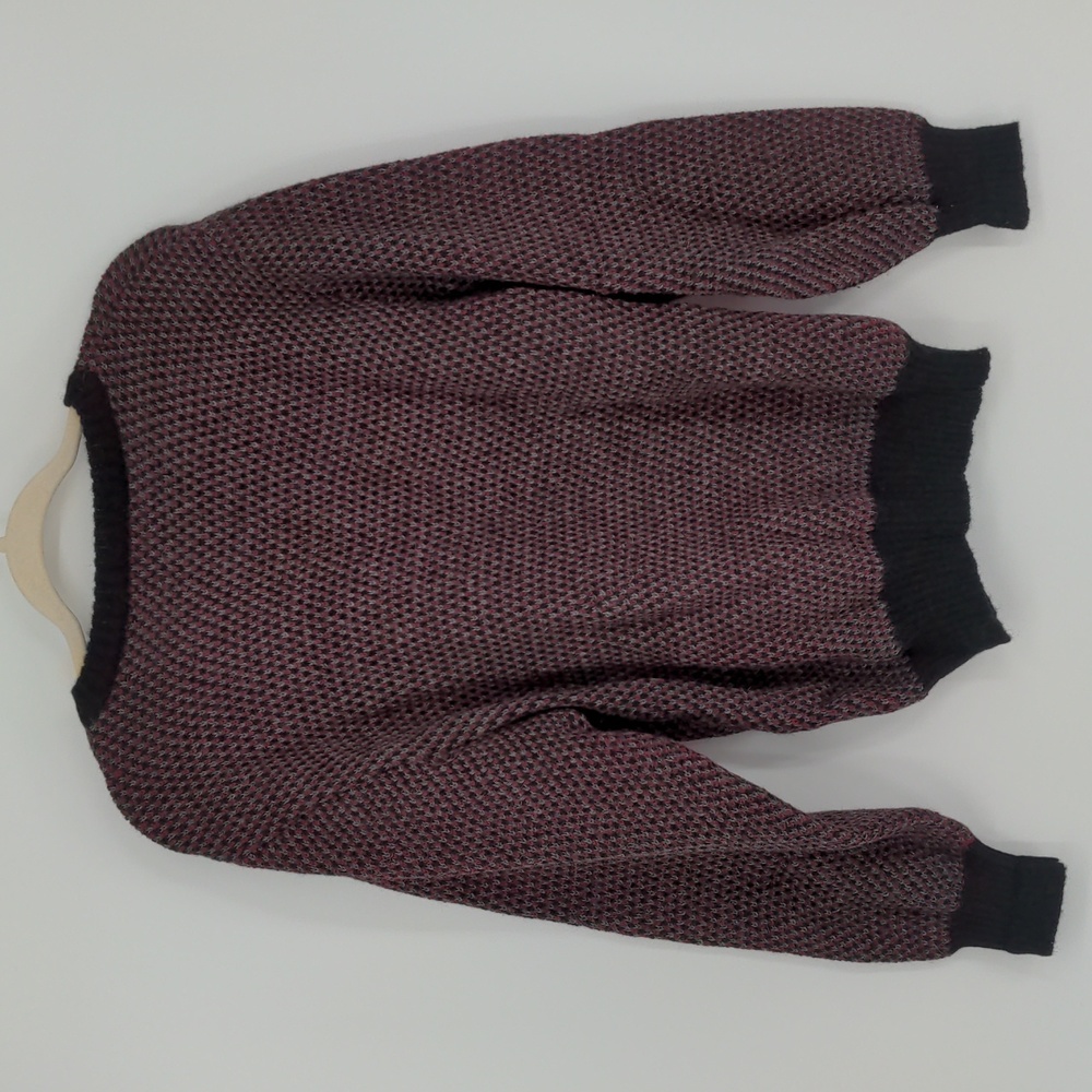 Tumi Knits Men's Alpaca Sweater Red Black Plaid Checkered Size Medium V Neck - Picture 9 of 14